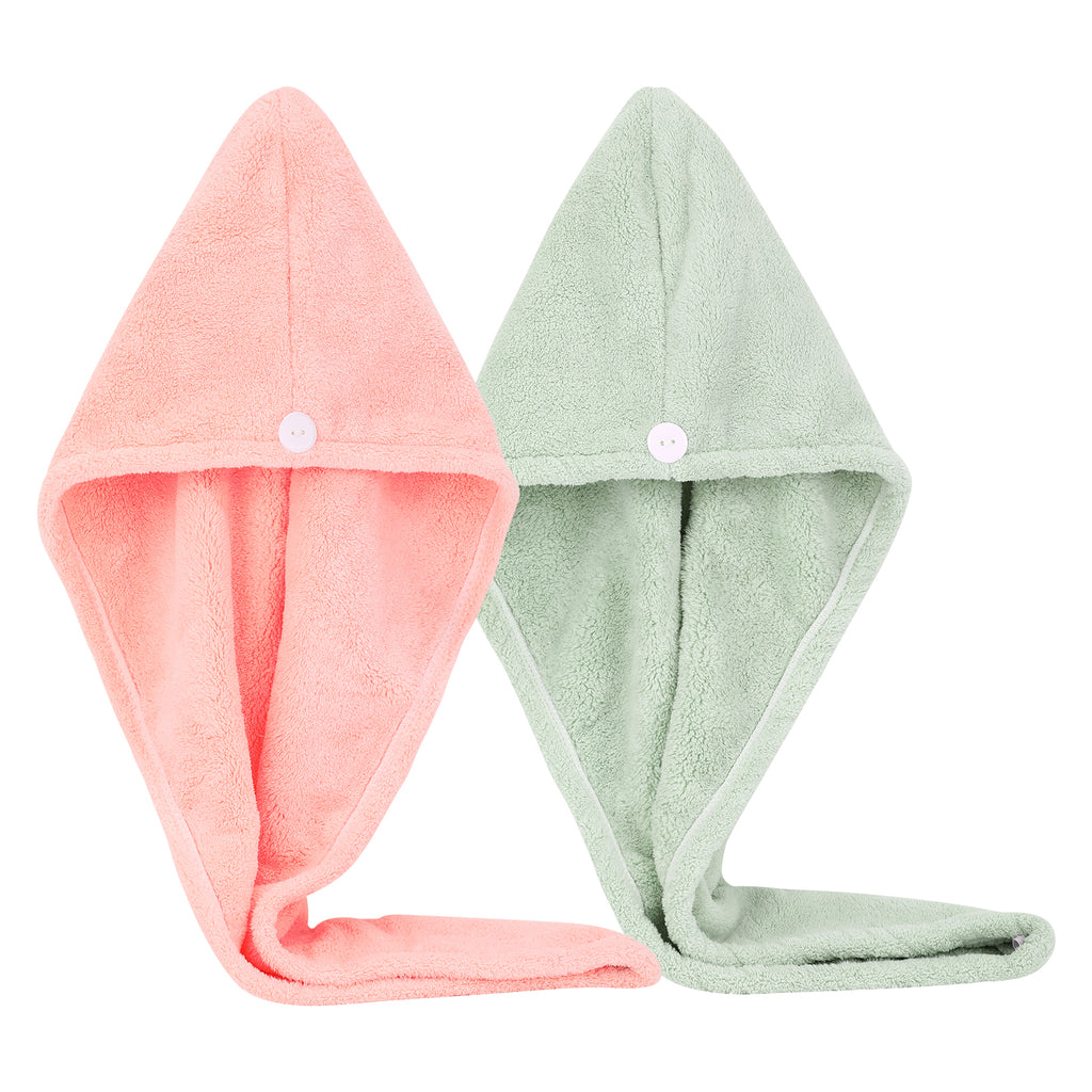 Gorro de microfibra para secar el cabello, paquete de 2