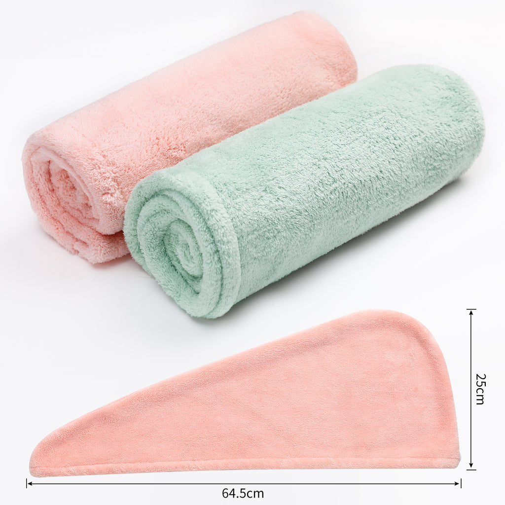 Gorro de microfibra para secar el cabello, paquete de 2
