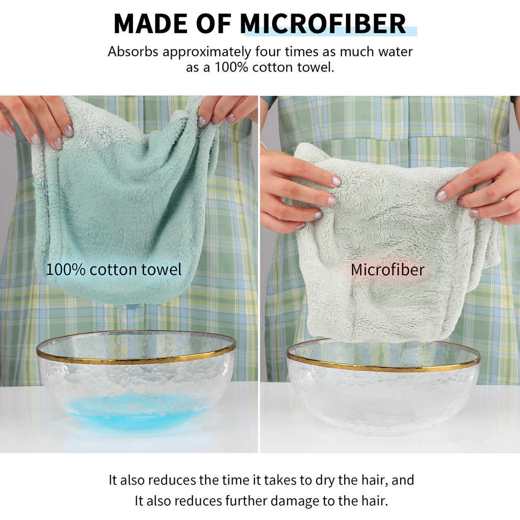 Gorro de microfibra para secar el cabello, paquete de 2