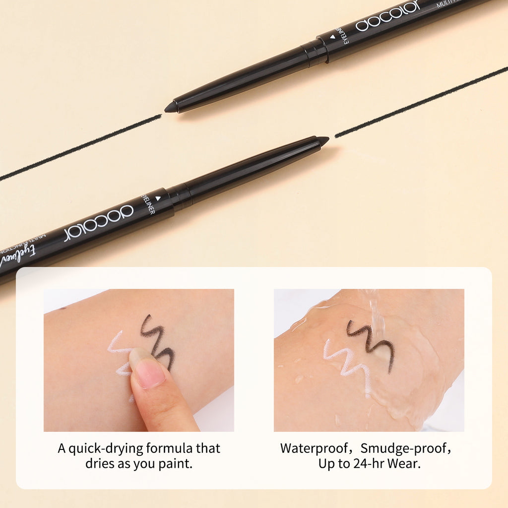 Bolígrafo de gel delineador de ojos negro, multifuncional dos en uno