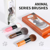 Bonito set de 5 brochas de maquillaje para el rostro con diseño de mascotas.
