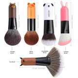 Bonito set de 5 brochas de maquillaje para el rostro con diseño de mascotas.