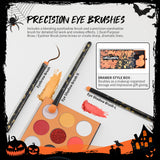 Kit de maquillaje de Halloween con 5 pinceles, paleta de sombras de ojos temática, esponjas de maquillaje y 3 tatuajes de cicatrices.