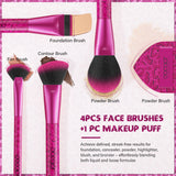Set de 12 brochas de maquillaje Pink Leopard con 1 borla para polvos
