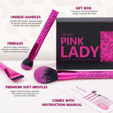 Set de 12 brochas de maquillaje Pink Leopard con 1 borla para polvos