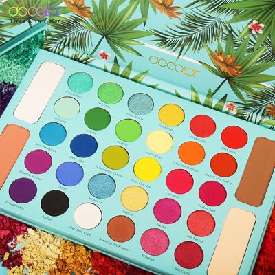 Paleta de sombras de ojos de 34 colores tropicales