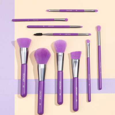 Púrpura de neón - 10 pedazos del maquillaje de cepillo sintético