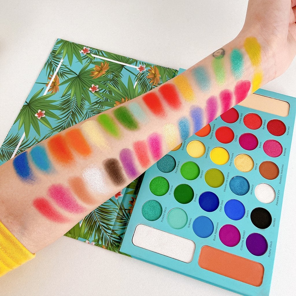 Juego de brochas Dream of Color de 15 piezas con paleta de 34 colores tropicales